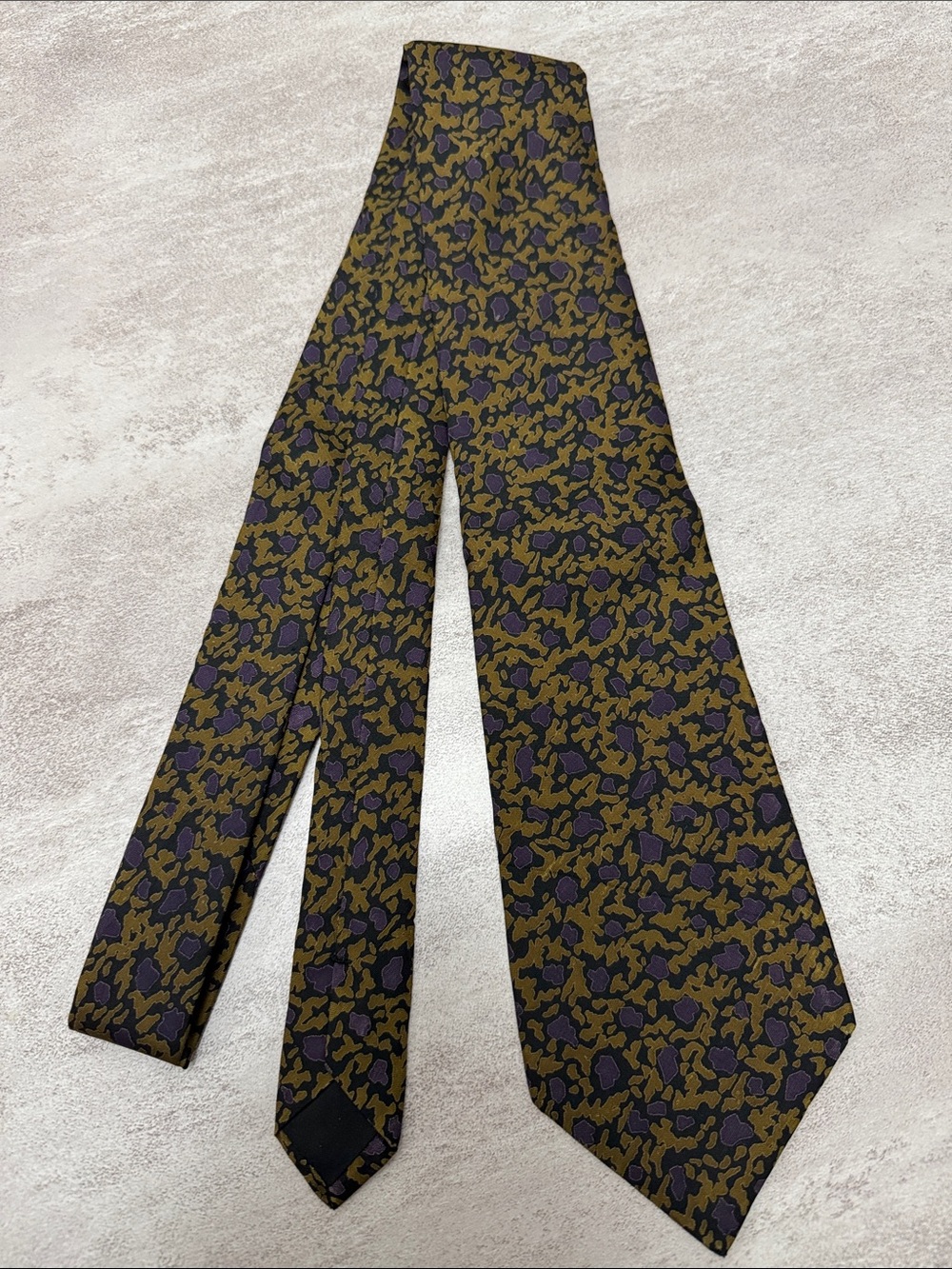 Jim Thompson Olive and Purple Abstract Silk Necktie - Picture 3 of 3